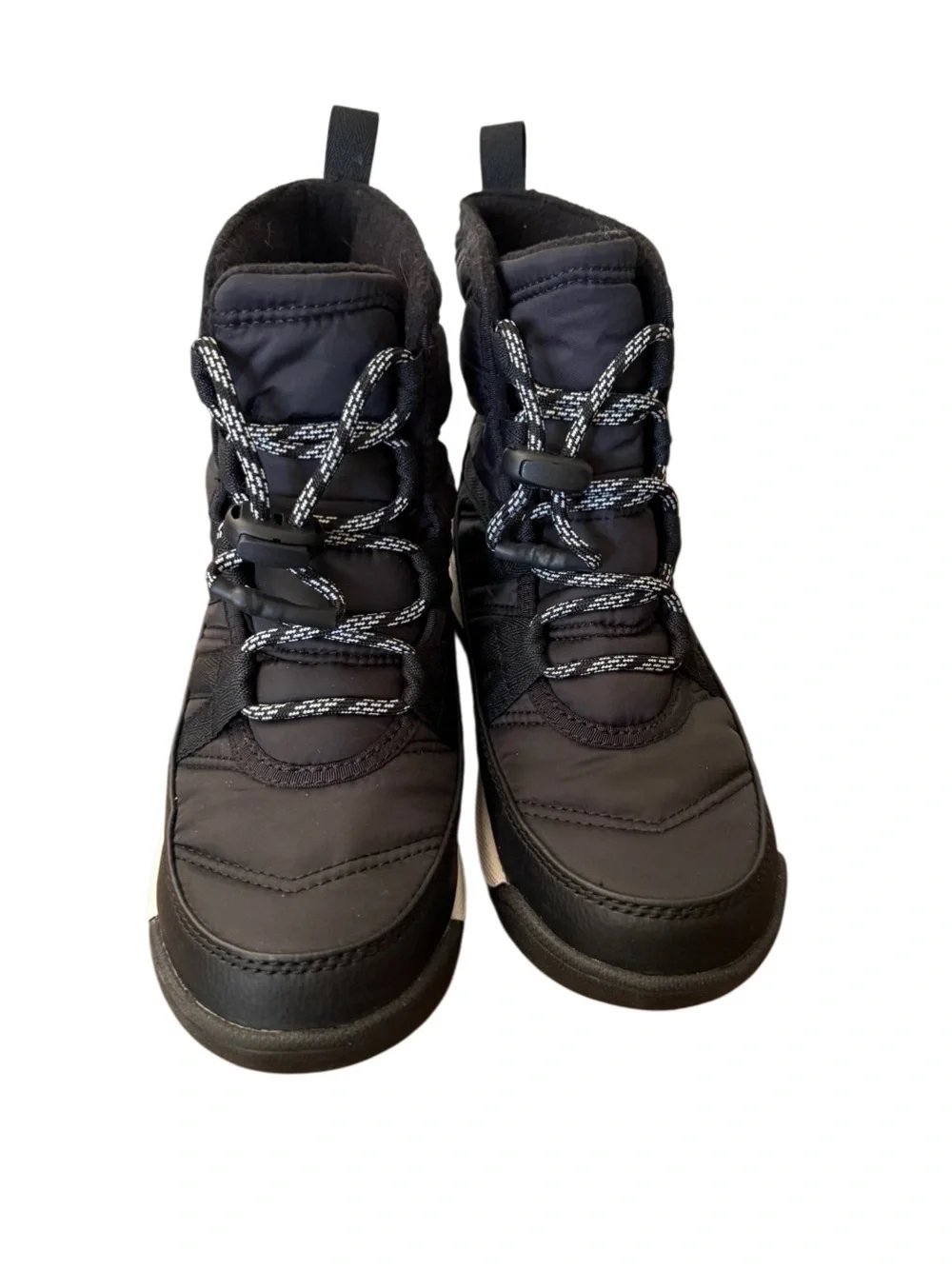 Sorel Youth Whitney II  Black and White Lace-Up Winter Boots -Size 1 NWOT